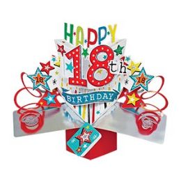 12 Wholesale Happy 18th Birthday Pop Up Card -Stars