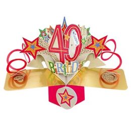 12 Wholesale Happy 40th Birthday Pop Up Card -Stars