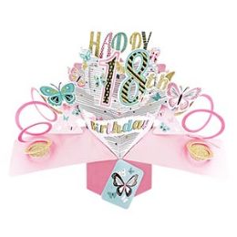 12 Wholesale Happy 18th Birthday Pop Up Card -Butterflies