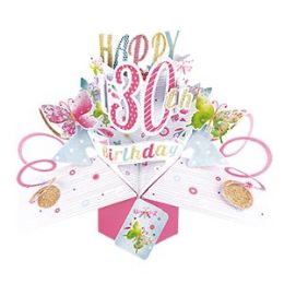 12 Wholesale Happy 30th Birthday Pop Up Card -Butterflies