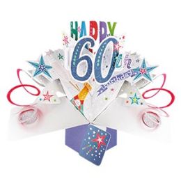 12 Wholesale Happy 60th Birthday Pop Up Card -Bubbly