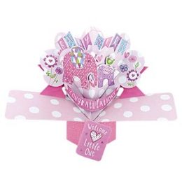 12 Wholesale Congratulations Baby Pop Up Card Girl
