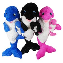 12 Wholesale 21" Plush Orca Whale With Baby