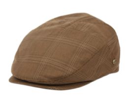 12 Wholesale Slim Fit Six Panel Check Ivy Caps In Brown