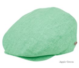 12 Wholesale Linen Ivy Caps In Apple Green