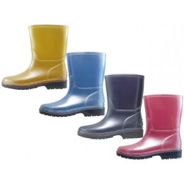 24 Wholesale Children's Water Proof Soft Plain Rubber Rain Boots