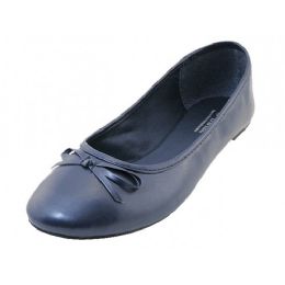 18 Wholesale Women's Comfort Soft Pu Upper Ballet Flat Shoes In Navy