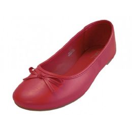 18 Wholesale Women's Comfort Soft Pu Upper Ballet Flat Shoes In Red