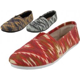 28 Wholesale Women's Most Comfortable Slip On Casual Canvas Shoe Ikat Printed
