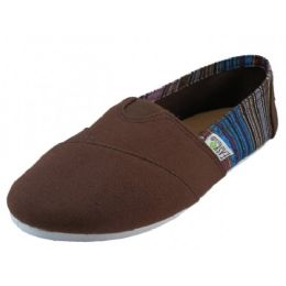36 Wholesale Women's Most Comfortable Slip On Casual Canvas Shoe In Brown Color