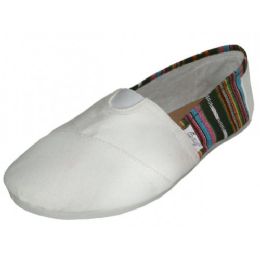 36 Wholesale Women's Most Comfortable Slip On Casual Canvas Shoe In White Color