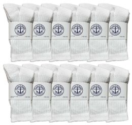 60 Pairs Yacht & Smith Kids Cotton Terry Cushioned Crew Socks White Size 6-8 Bulk Pack - Boys Crew Sock