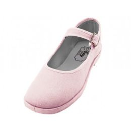36 Wholesale Women's Cotton Upper Mary Janes Shoe Pink Color