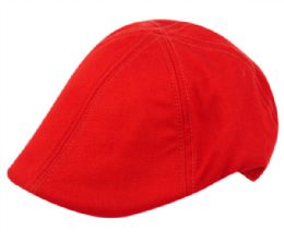 12 Wholesale Cotton Duckbill Ivy Caps In Red