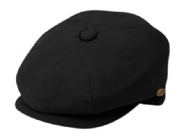12 Wholesale 100% Cotton Newsboy Caps In Black