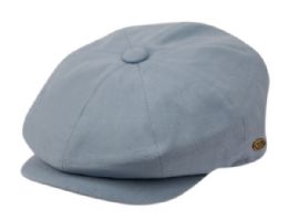12 Wholesale 100% Cotton Newsboy Caps In Light Blue