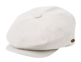 12 Wholesale 100% Cotton Newsboy Caps In White