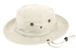 12 Pieces Outdoor Cotton Bucket Hats With Strip In Stone - Bucket Hats