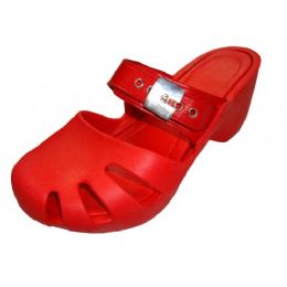 18 Wholesale Women's Wedge Clogs Red Color