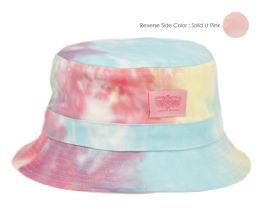 12 Wholesale Tie Dye Cotton Reversible Bucket Hats In Mix Light Pink