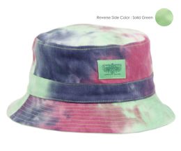 12 Pieces Tie Dye Cotton Reversible Bucket Hats In Mix Lime Green - Bucket Hats