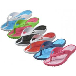 36 Pairs Women's Soft Comfortable Sport 2 Tone Colors Rubber Thong Sandals - Women's Flip Flops