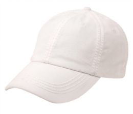 18 Pieces Heavy Stitch Washed Cotton Cap With Strapback In White - Baseball Caps & Snap Backs