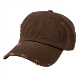 12 Pieces Distressed Washed Cotton Baseball Cap In Brown - Baseball Caps & Snap Backs