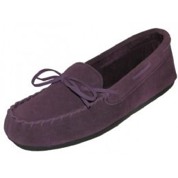 24 Pairs Wholesale Women's Purple Leather Moccasins - Women's Slippers