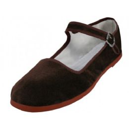 36 of Women's Velvet Upper Classic Mary Jane Shoes In Brown Color