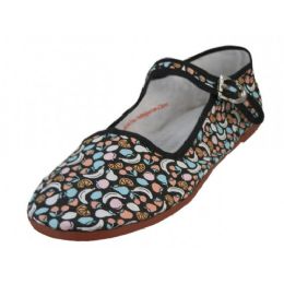 36 Wholesale Womens Fruit Printed Cotton Upper Classic Mary Jane Shoes