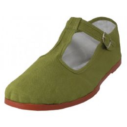 36 of Women's T-Strap Cotton Upper Classic Mary Jane Shoes In Khaki