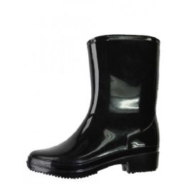 18 Wholesale Women's Mid Height Rain Boots In Black