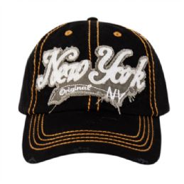 12 Pieces Vintage Washed Cotton Baseball Caps With New York - Baseball Caps & Snap Backs