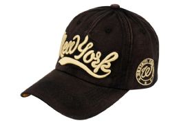 12 Pieces Cotton Baseball Cap With New York Logo In Black - Baseball Caps & Snap Backs