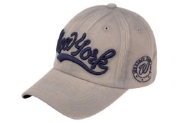 12 Pieces Cotton Baseball Cap With New York Logo In Gray - Baseball Caps & Snap Backs