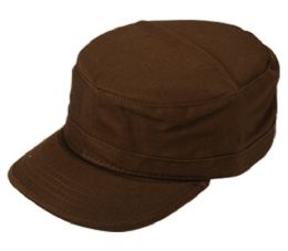 24 Pieces Washed Cotton Cadet Cap In Brown - Baseball Caps & Snap Backs