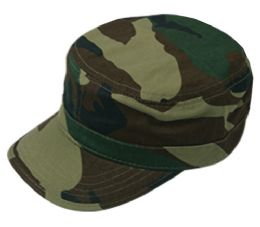 24 Pieces Washed Cotton Cadet Cap In Camo Green - Baseball Caps & Snap Backs