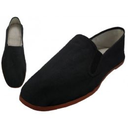 36 Wholesale Men's Slip On Twin Gore Cotton Upper With Rubber Out Sole Kung Fu Tai Chi Shoe