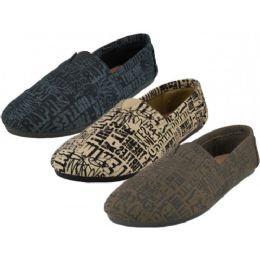 24 Wholesale Men's The Most Comfortable Slip On Casual Canvas Shoes Assorted Letter Print