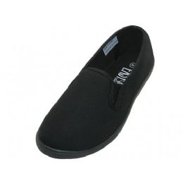 24 of Mens Slip On Twin Gore Upper Casual Canvas Shoes In Black