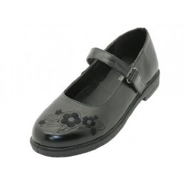 24 Wholesale Youth's Black Mary Jane School Shoes