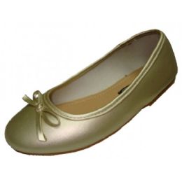 18 Pairs Girls Comfortable Ballet Flat In Gold - Girls Shoes