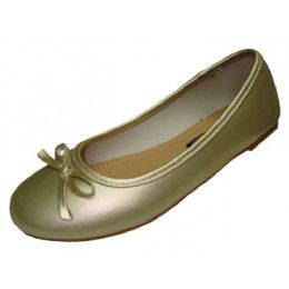 18 Pairs Girls Comfortable Ballet Flat In Gold - Girls Shoes