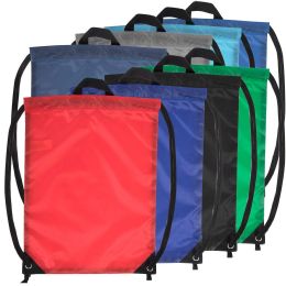 48 Pieces 18 Inch Basic Drawstring Bag - 8 Color Assortment - Draw String & Sling Packs