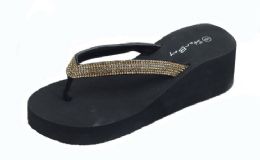 36 Wholesale Ladies' Wedge Sandals In Gold