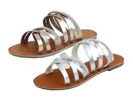 24 Wholesale Ladies Fashion Sandals In Silver
