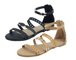 24 Wholesale Ladies Fashion Sandals In Camel