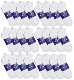 72 Wholesale Yacht & Smith Mens Lightweight Cotton Sport White Quarter Ankle Socks, Sock Size 10-13