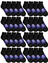 120 Wholesale Yacht & Smith Womens Lightweight Cotton Sport Black Quarter Ankle Socks, Sock Size 9-11